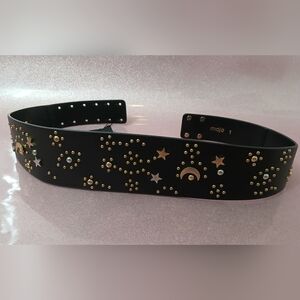 Maje Black and Gold Studded Women's Belt